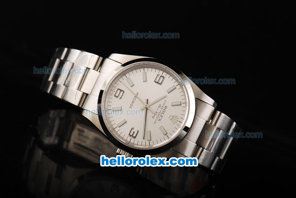 Rolex Air King Oyster Perpetual Swiss ETA 2836 Automatic Movement Full Steel with Silver Dial - Click Image to Close